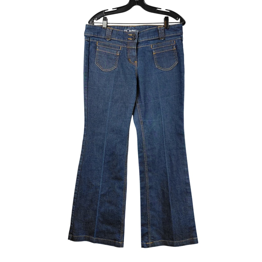 New York & Company Womens Low Rise Flare Leg Jeans Dark Wash Blue Size 10